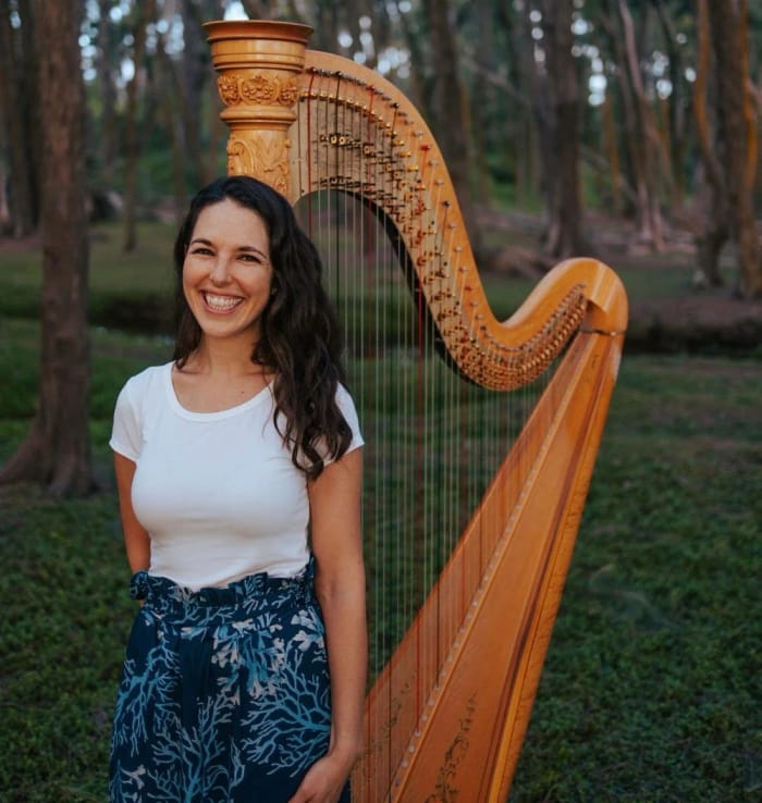 Megan Conley with harp